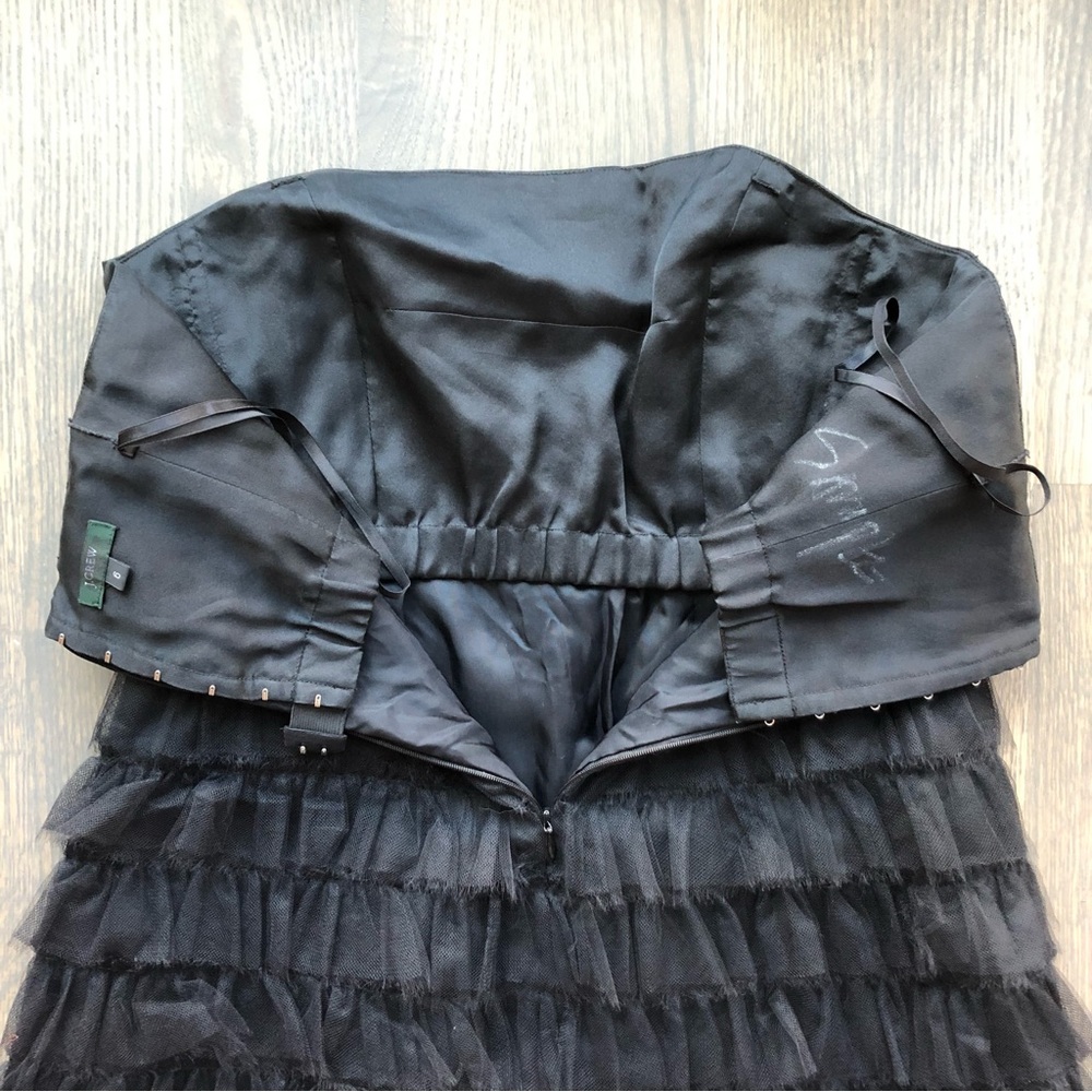 J. Crew Black Strapless Dress w/ Layers of Tuille - Picture 8 of 10